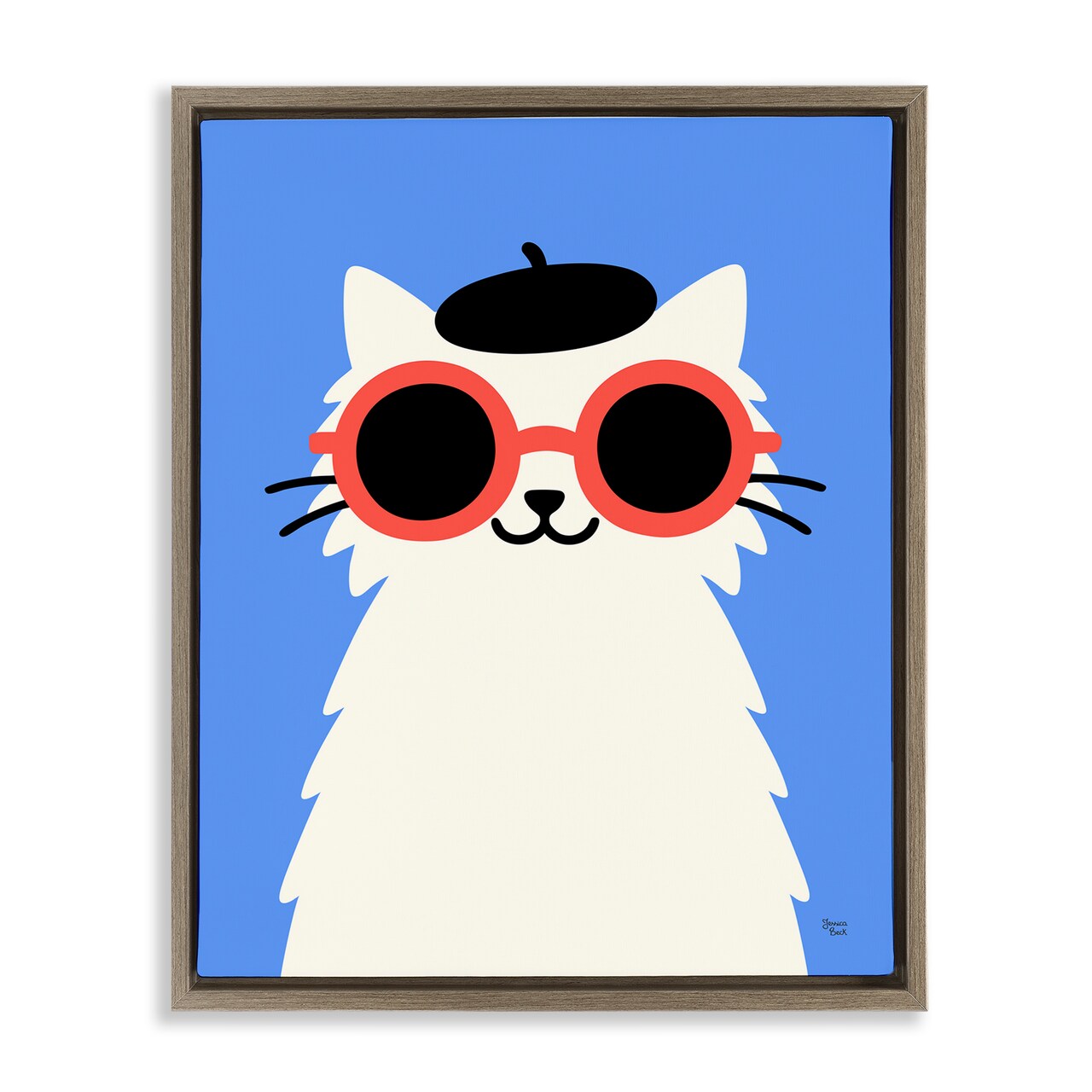 Stupell Industries Stylish French Cat Floating Frame, design by Jessica Beck